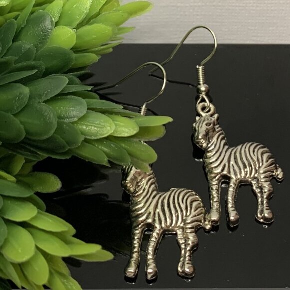 Zebra Earrings, Safari Earrings, Silly Earrings, Gift Idea, Zebra Jewelry - Picture 1 of 7